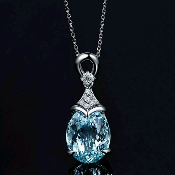 New aquamarine color teardrop necklace - Picture 1 of 2